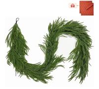 6/9FT Norfolk pine garland, simulation Artificial Christmas garland, Christmas decorations for Holiday Indoor Outdoor Decor (with Gift paper) (No decoration (6FT))