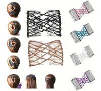 6 accessori per capelli elastici con perline - clip elastiche regolabili | Forcine senza pieghe per capelli ricci spessi e ondulati, per chignon vintage