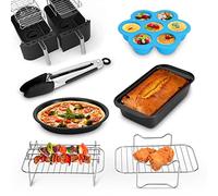 6 Accessori per friggitrice ad Aria, per Ninja Foodi AF300EU, AF400EU, Tower T17088, friggitrice ad Aria Doppia 7,6L-9,5L, Set di Utensili da Cucina, con Vassoio per Pizza Scatola Pane griglia