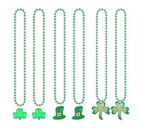 6 accessori per il giorno di San Patrizio, collana per feste con trifoglio, catena di perline per festival irlandesi, collana per il giorno di San Patrizio verde, accessori per costumi per
