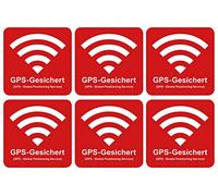 6 adesivi di alta qualità con sistema GPS, 5 x 5 cm, allarme di sicurezza, resistente alle intemperie e ai raggi UV.
