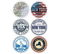 6 adesivi in vinile di New York, 8 cm, per laptop e bagagli regalo #0001 (8 cm (6 adesivi))