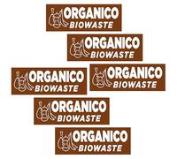 6 Adesivi per Raccolta Differenziata "ORGANICO" | Etichette per Contenitori Rifiuti in Italiano ed Inglese | Formato cm 15x5 | ORGANICO