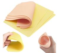 6 adesivi vuoti per la pratica della pelle del tatuaggio, 3 mm, formato A5, cuscinetti in silicone per tatuaggi, stencil per principianti e artisti (colore della pelle e giallo)