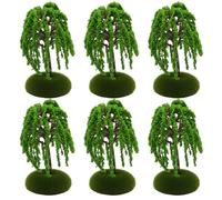 6 alberi di salice in miniatura, paesaggio paesaggistico modello in plastica, mini alberi con dettagli realistici per modello di architettura, decorazioni per scrivania, decorazioni per micro edifici