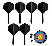 6 alette per freccette integrate, tutto in uno, sistema integrato di volo e albero, in materiale PP integrato per stabilità, accessori per freccette, colore nero