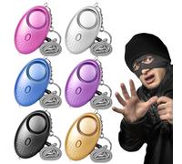 6 allarmi personali, 130 - 135 dB, allarme tascabile con luce LED, allarme autodifesa, portachiavi di sicurezza (viola + blu, argento, oro, nero, rosa)