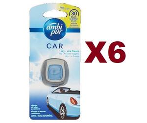 6 AMBI PUR CAR USA&GETTA DEO SKY BREZZA LEGGERA 30 GIORNI 2 ML AMBIPUR AUTO