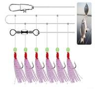 6 ami da pesca luminosi per Sabiki, set di ami colorati con testa di pesce flash, terminali in plastica e acciaio, per mare e acqua dolce (7)