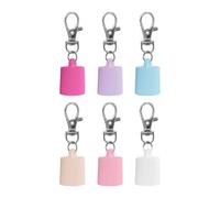 6 anelli portatilabbro portatili in silicone con gancio a moschettone, multiuso, per il trasporto quotidiano con clip per lucidalabbra per chiavi, C, Taglia unica