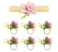 6 anelli portatovaglioli con fiori di seta, con chiusura a farfalla, per matrimonio, comunione, compleanno, Natale, banchetto, decorazione da tavolo
