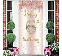 6 Anni Compleanno Festa Decorazioni Oro Rosa, 6 Striscione di Compleanno, 6 Anni di Buon Compleanno Decorazione di Festa per Ragazze, 6 Feste di Compleanno Bandiera Segno di Benvenuto