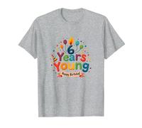 6 Anni Giovane Festa di Buon Compleanno per Bambini Maglietta, Uomo, Grigio Melange, 4XL