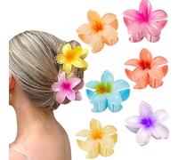 6 artigli per capelli grandi a forma di fiore hawaiano, 8 cm, resistenti e antiscivolo, per donne sottili e spessi, accessori per capelli per vacanze al mare per ragazze