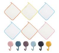 6 Asciugamani Per Bambini E 6 Ganci In Plastica, Asciugamani Morbidi, Asciugamani Quadrati, Utensili Da Bagno Per Bambini