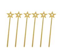 6 bacchette di plastica argentate a forma di stella pentagramma, angelo e fata,