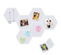 6 bacheca esagonale in feltro bianco con 35 puntine, autoadesiva, leggera, non danneggia la parete, per incollare appunti, foto, orari, annunci.