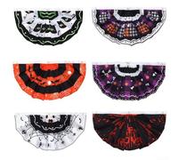 6 bandiere a ventaglio pieghettate di Halloween progettate per la decorazione di interni e giardini durante le feste di Halloween, mostrando icone tradizionali spettrali