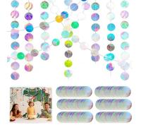 6 Banner Rotondo Glitterato,Gloryit Ghirlanda Pendente con Cerchi Decorativi per Feste,Ghirlanda di Carta Glitterata da 4m,Adatto per Decorazioni di Compleanni,Carnevale, Capodanno e Matrimoni.