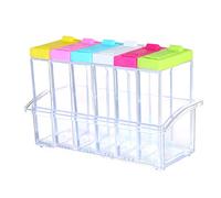 6 barattoli in plastica per spezie, con coperchio, per condimenti, condimenti, contenitori trasparenti per sale, zucchero, ampolla e pepe