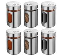 6 barattoli per spezie da 80 ml: portaspezie con 3 tipi di fori per spezie, con coperchio girevole in acciaio inox, per sale e spezie, per cucina, sala da pranzo, barbecue all'aperto