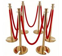 6 Barriera di Controllo Della Folla e 6 Corde in Velluto Rosso da 1,5 Metri, Barriera a Palo Inossidabile con Base In Metallo, Barriere per Il Controllo Della Folla per Teatri, Feste(Gold)