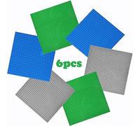 6 Base Piattaforma per Lego Classic,Classiche basi per Costruzioni Verde/Blu/Grigia,compatibili con Tutte Le Principali Marche - 25,4 x 25,4 cm -Giochi Creativi per Costruttori