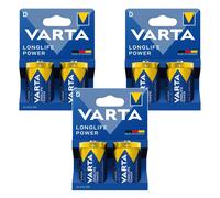 6 batterie R-20 R20 D da 1,5 V alcaline Longlife Power Varta