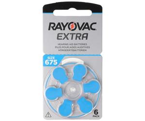 6 batterie Rayovac Extra Advanced 675 per apparecchi acustici 2018, design con tecnologia Active Core - 675AUX-6XEMF