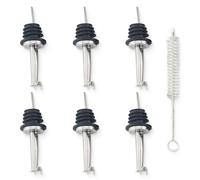 6 beccucci per bottiglie con patta, metal pour tappo versatore bottiglia in acciaio inox beccuccio conico liquore con spazzola per vino, liquori, olio d'oliva, sciroppo, aceto