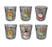 6 bicchieri decori natale gnomo elfo babbo natale renna rosso merry christmas