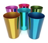 6 bicchieri in alluminio da 425,2 g, bicchieri in metallo leggeri, resistenti e riutilizzabili, colori vivaci per bevande calde e fredde, design anodizzato robusto per feste e uso esterno, lavare solo