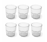 OMADA Design Set 6 Bicchieri Acqua da 30 cl, Impilabili, in Plastica per uso Esterno, Lavabili in Lavastoviglie, Made in Italy, Linea Unglassy, Trasparente