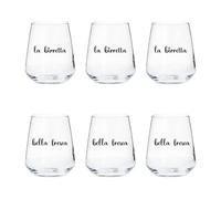 6 Bicchieri Personalizzati 3 "La birretta" 3 "Bella Fresca" Adatti ad Acqua Vino Birra Tutte le Bevande Idea Regalo Casa Cena Pranzo Feste Famiglia Natale Compleanno Decorazioni