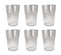 OMADA Design Set di 6 Bicchieri bar, per Cocktail, da bibita o long drink 42,5 cl, altezza 12,5 cm in plastica, infrangibili, impilabili forma ottagonale e lavabili in lavastoviglie linea Unglassy