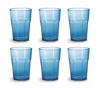 OMADA Design Set di 6 Bicchieri bar, per Cocktail, da bibita o long drink 42,5 ltezza 12,5 cm in plastica, infrangibili, impilabili forma ottagonale e lavabili in lavastoviglie linea Unglassy