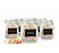 6 Bicchieri Porta Vivande 750ml Chiusura a Ferro Con Etichette Stift Guarnizione