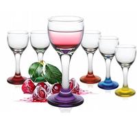 6 bicchierini da liquore su piede, bicchieri da tè colorati