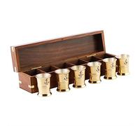 6 bicchierini da shot con custodia in palissandro con scomparti | Accessori per bar in legno | Idee regalo da uomo | Idee per feste di inaugurazione della casa | Servizio per liquori e vino (ottone