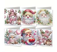 6 biglietti di auguri natalizi con pittura a diamante, kit fai da te per adulti e bambini, cartoline di Natale in carta da 30 cm con tutorial, regali personalizzati per le vacanze e artigianato