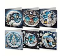 6 biglietti di auguri natalizi con pittura a diamante, kit fai da te per adulti e bambini, cartoline di Natale in carta da 30 cm con tutorial, regali personalizzati per le vacanze e artigianato