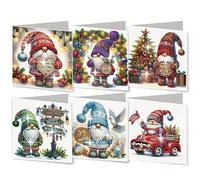 6 biglietti di auguri natalizi Diamond Art, kit creativo fai da te fatto a mano con squisito design a diamante, perfetto per alleviare lo stress e la creazione artistica, regalo premuroso per