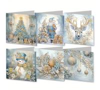 6 biglietti di auguri natalizi Diamond Art, kit creativo fai da te fatto a mano con squisito design a diamante, perfetto per alleviare lo stress e la creazione artistica, regalo premuroso per