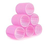 6 bigodini auto-aderenti per capelli, colore rosa, di qualità da salone, bigodini per capelli con presa automatica, per creare onde e riccioli fai da te, ideali come regalo per le vacanze, bigodini