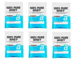 (6) BioTechUSA 100% PURE WHEY PROTEIN POWDER 28GR-CHOCOLATE AROMATIZE VENDITO...