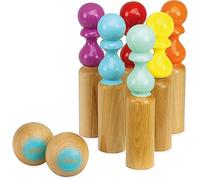 6 Birilli da Bowling Retrò Bicolori 2 Palle Gioco all'Aperto per Bambini