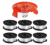 6 bobine per decespugliatore, compatibili con Black & Decker, sostituiscono AF-100 ST5530-GB GLC3630L20-GB STC1820PC-GB BESTA530-GB BESTA525-GB (6 bobine + 1 tappi + 1 molla)