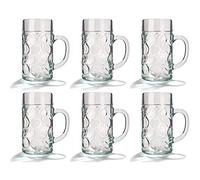 6 boccali da birra tedeschi da 500 ml, boccali in vetro con manico