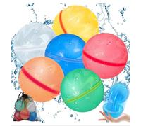 6 bombe d'acqua riutilizzabili - chiusura automatica con magnete, silicone, riempimento rapido per battaglie d'acqua, piscina, spiaggia, giardino, compleanno dei bambini e attività familiari (7 cm)