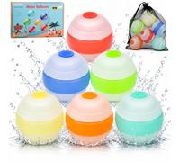6 bombe d'acqua riutilizzabili con tasca in rete, autosigillanti e ricaricabili rapidamente, in silicone, per bambini, adulti, battaglie acquatiche, spiaggia, feste in piscina